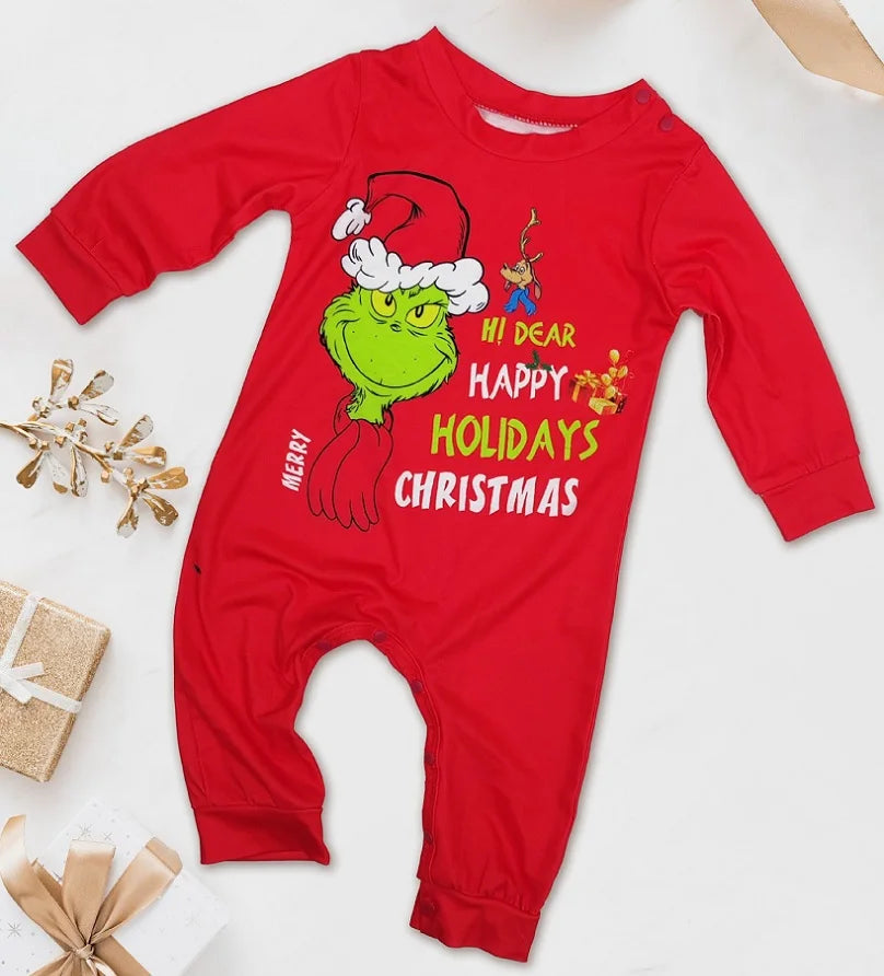 2024 Christmas Matching Family Pajamas, Santa Print Adult & Child Set with Baby Jumpsuit & Dog Clothes