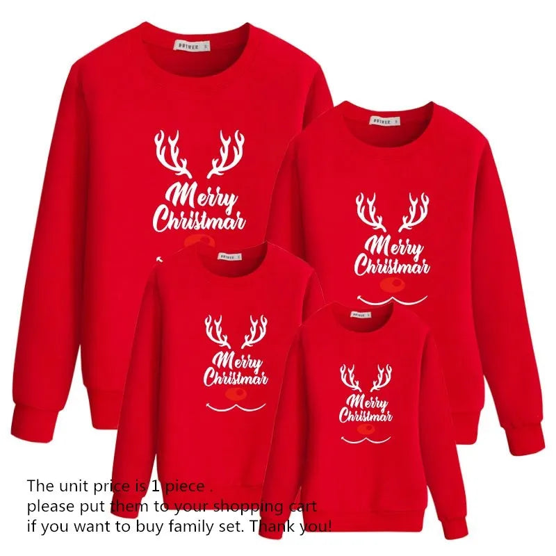 Baby Kids Winter Sweaters Christmas Family Matching Outfits Xmas T Shirt Deer Sweatshirt Mother Father Daughter Son Set