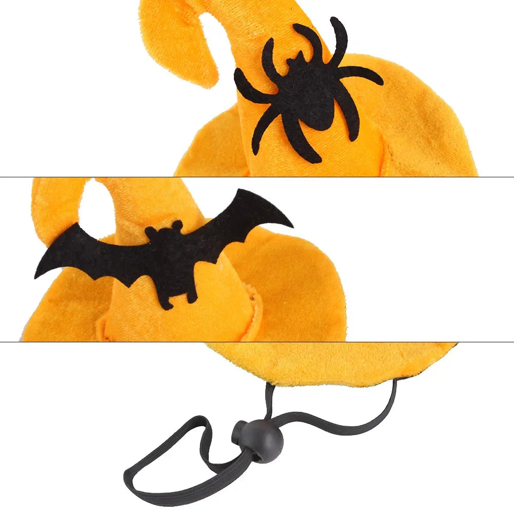 Halloween Small Pets Clothes Hat Bat Wings Funny Cat Dog Cosplay Costume Artificial Wing with Pumpkin Bells Halloween Supplies