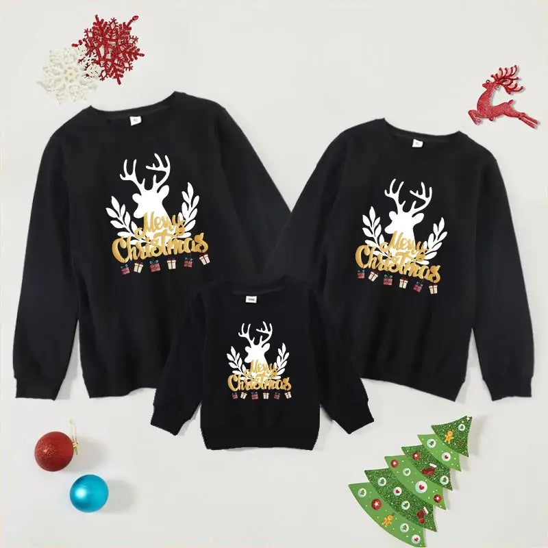 Baby Kids Winter Sweaters Christmas Family Matching Outfits Xmas T Shirt Deer Sweatshirt Mother Father Daughter Son Set