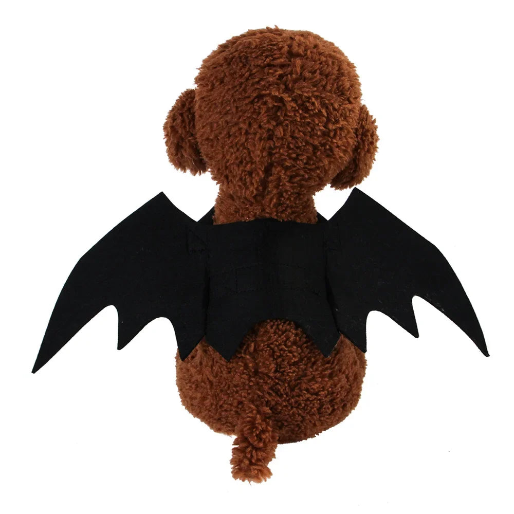 Halloween Small Pets Clothes Hat Bat Wings Funny Cat Dog Cosplay Costume Artificial Wing with Pumpkin Bells Halloween Supplies