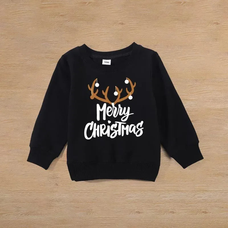 Baby Kids Winter Sweaters Christmas Family Matching Outfits Xmas T Shirt Deer Sweatshirt Mother Father Daughter Son Set