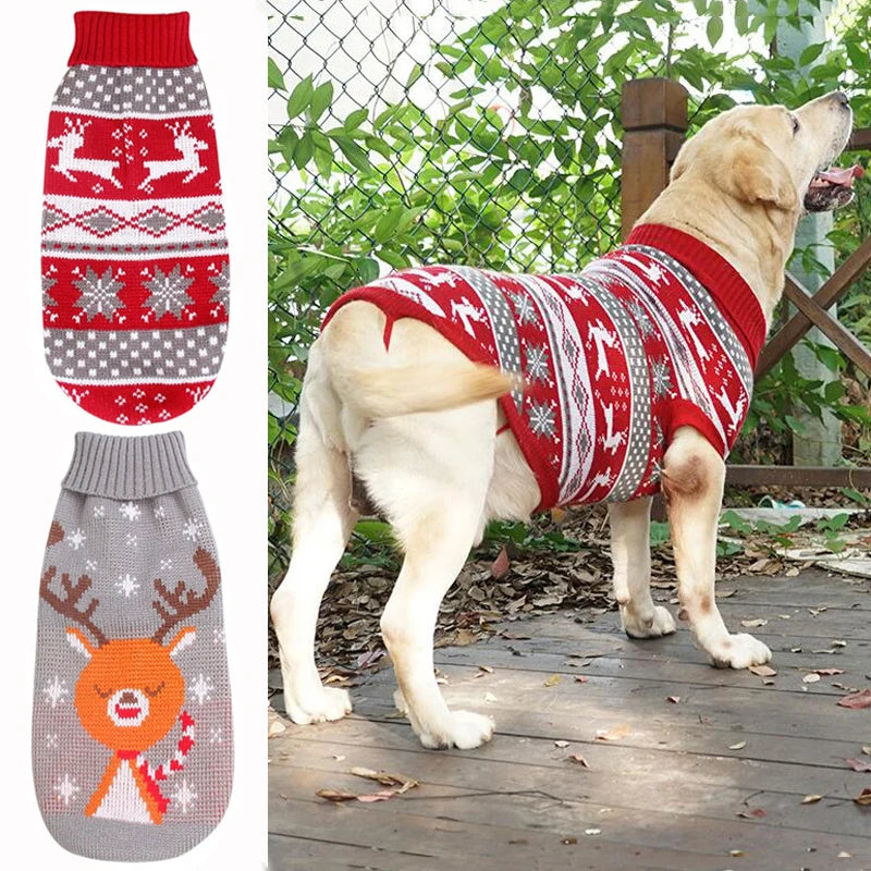 Dog ugly Christmas reindeer sweater for medium and large dogs in a festive design.