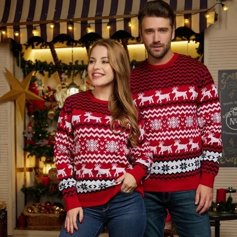 2024 New Christmas Matching Sweaters Soft Jumper Women Men Boys Girls Jacquard Pullover Top Warm Thick Knitwear Xmas Family Look