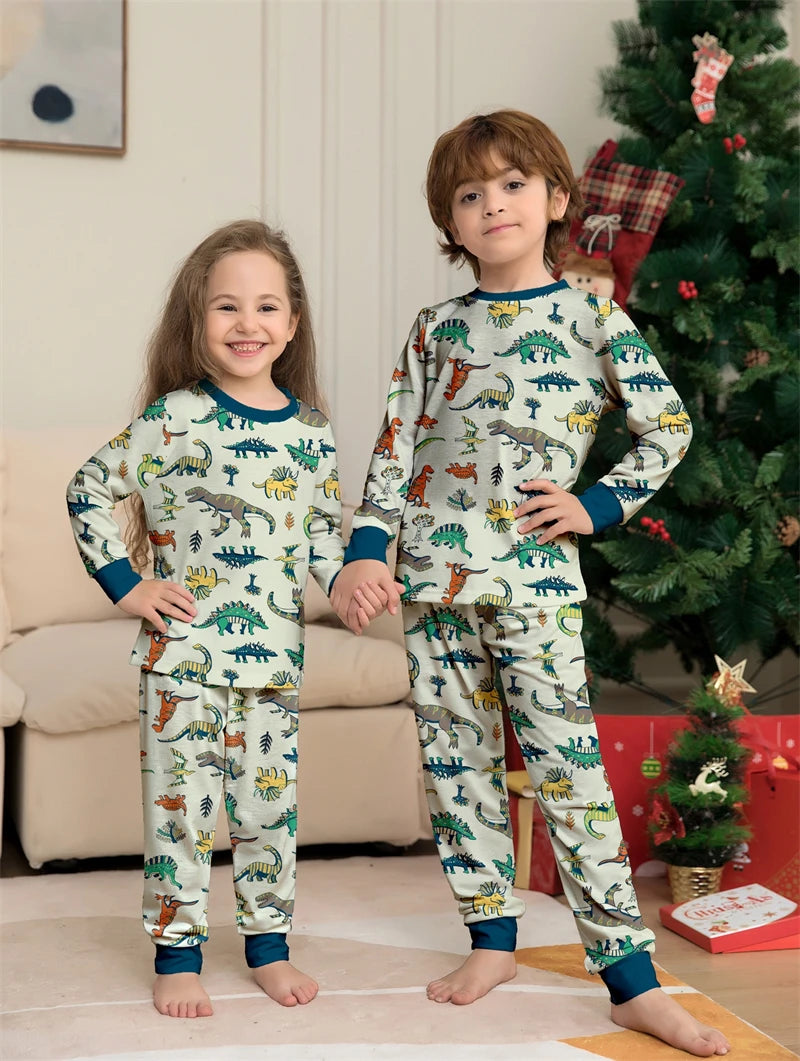 2024 Christmas Family Matching Dinosaur Pajamas – Fun Tops & Pants for Parents, Kids & Babies