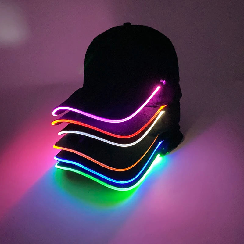 LED Light Up Baseball Hat - Flashing Pumpkin Cap for Halloween, Rave Parties, and Cosplay Costumes