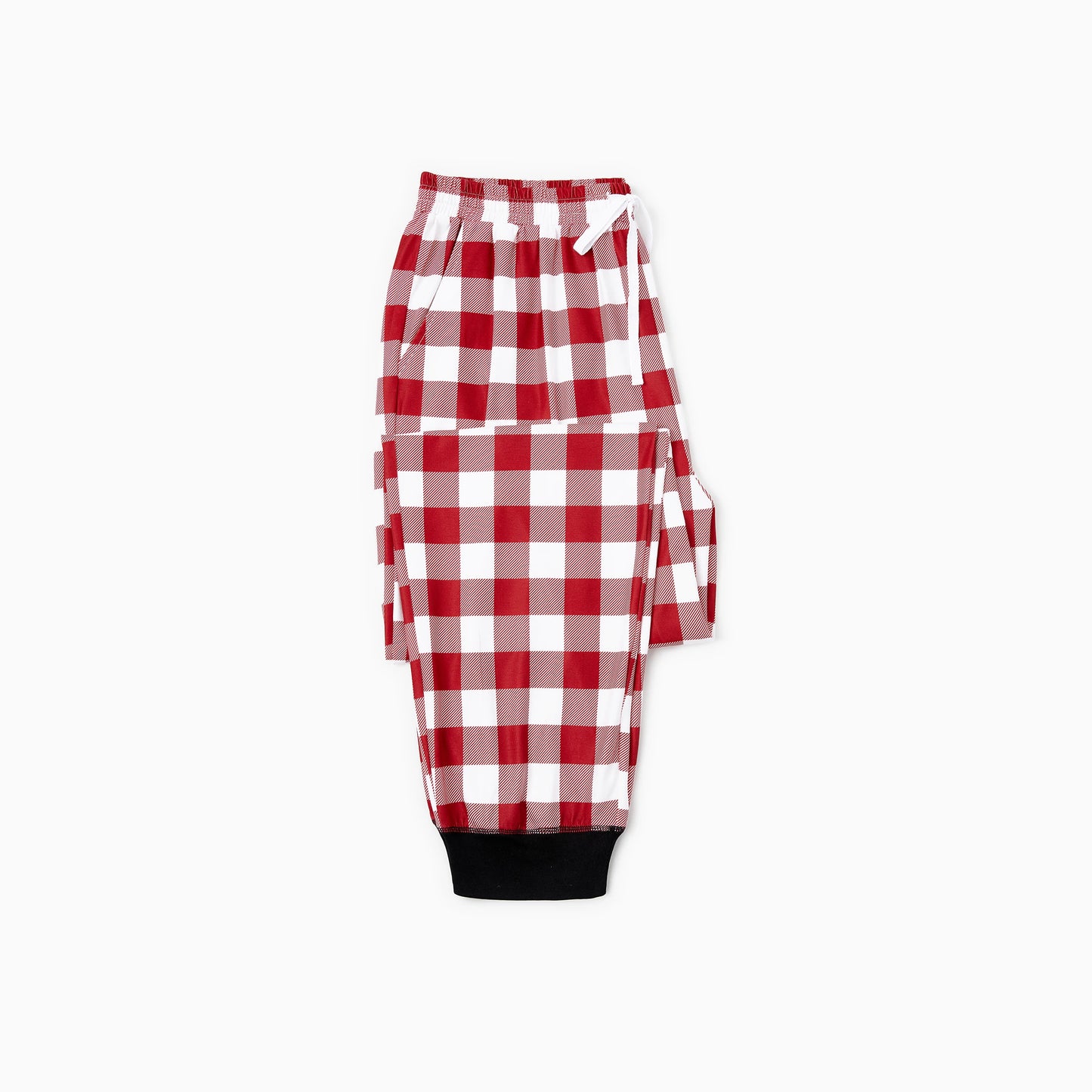 Christmas  Pajamas Sets Family Matching Red White Checkered Plaid Drawstring and Pockets