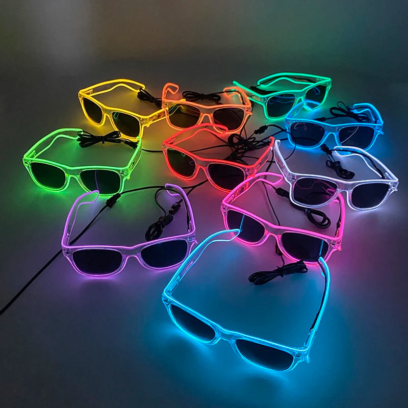 LED Light Up Glasses - Neon Luminous Goggles for Christmas, Cosplay