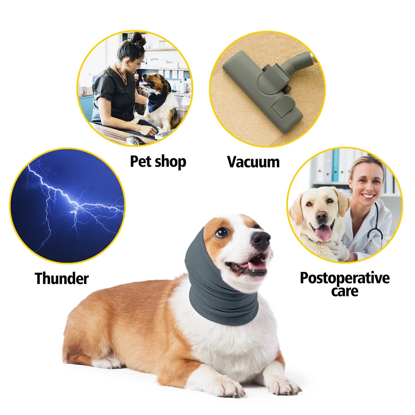 Dog Grooming Earmuff Warm Headband Ear Cover Neck Hat Noise Cancel Scarf Collar Soundproof Anxiety Pet Bath Quiet Dry HeadSleeve