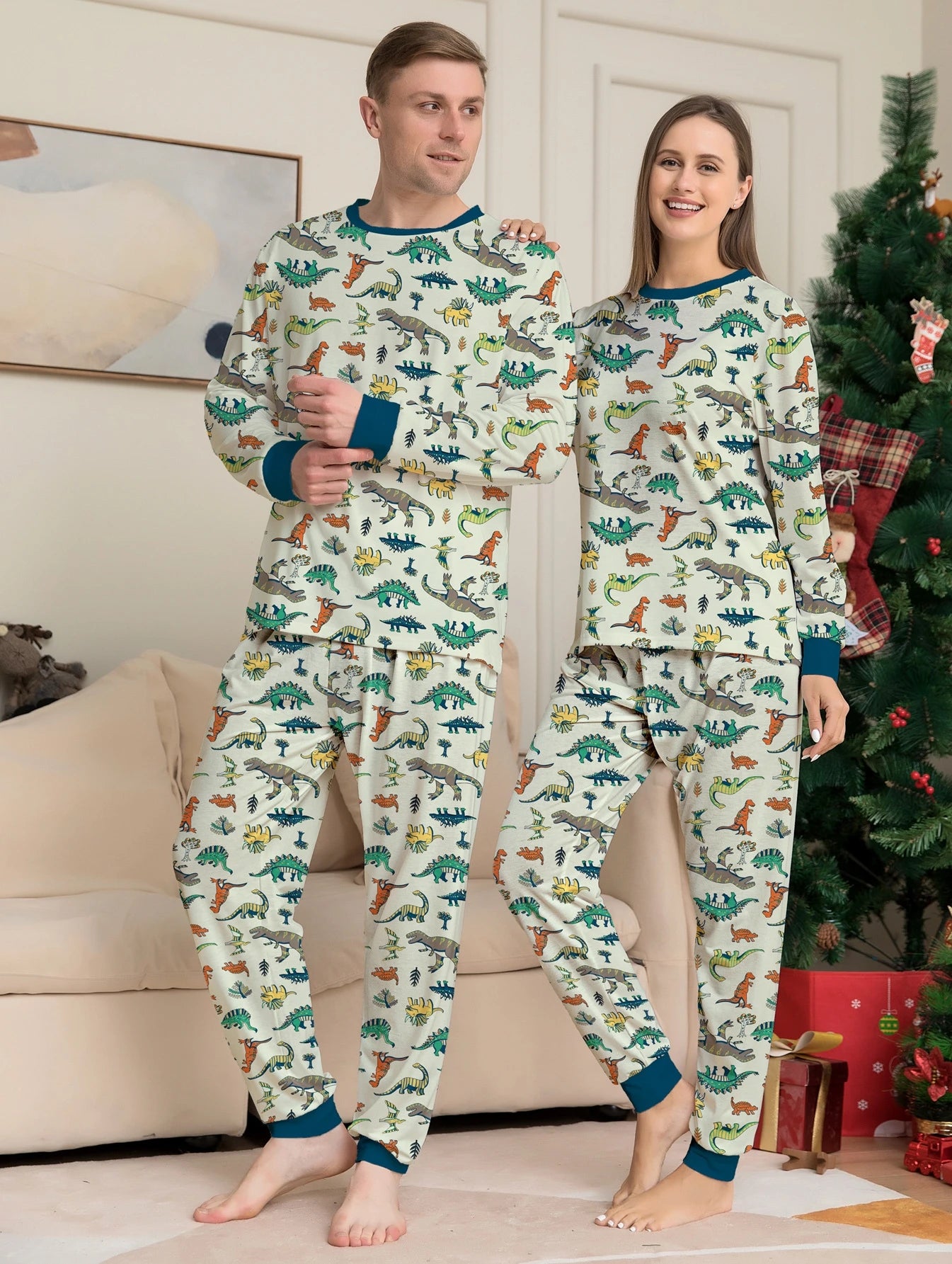 2024 Christmas Family Matching Dinosaur Pajamas – Fun Tops & Pants for Parents, Kids & Babies