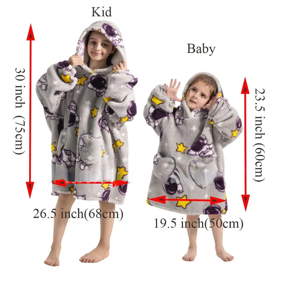 Oversized Winter Sherpa Hoodie Blanket – Family Matching Sweatshirt for Christmas