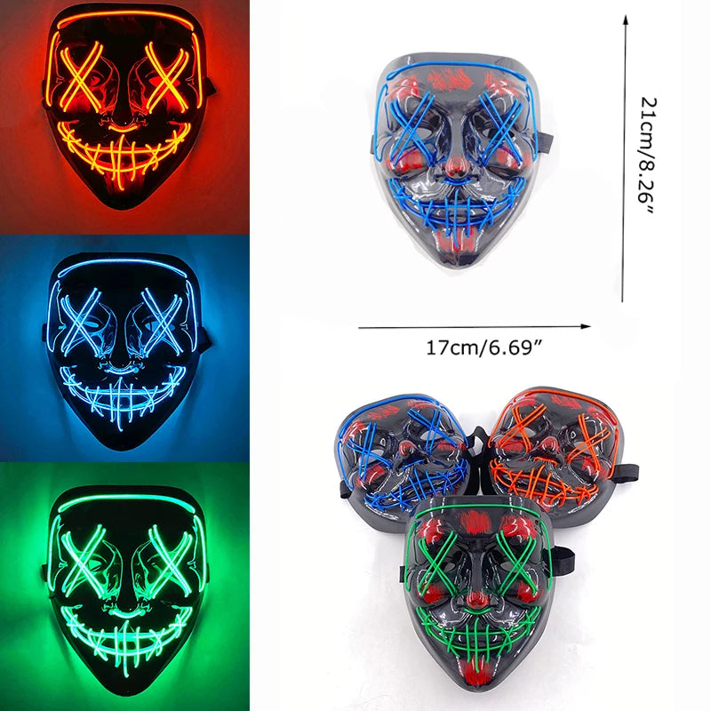 Halloween LED Purge Neon Light Up Mask with LED Gloves for Cosplay