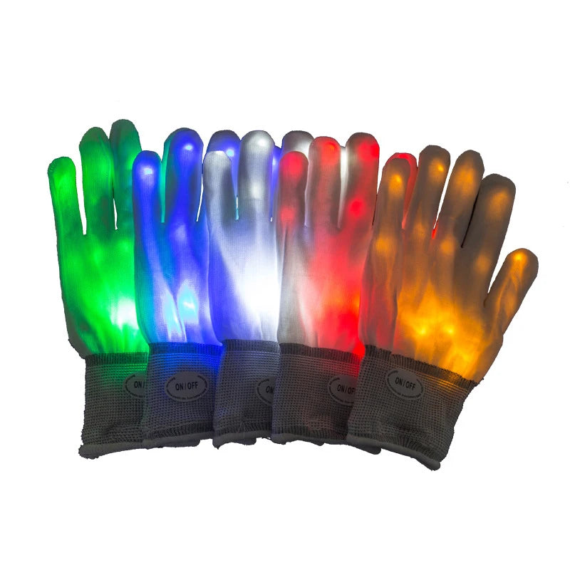 LED Flashing Skull Gloves, Perfect for Halloween and Parties, Showcasing Colorful Lighting Effects