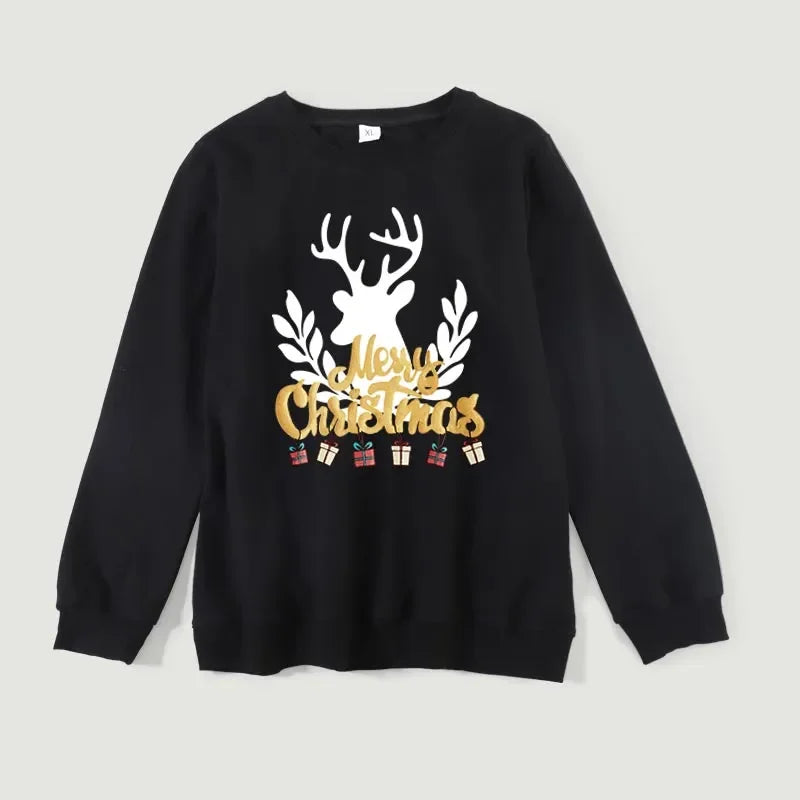 Baby Kids Winter Sweaters Christmas Family Matching Outfits Xmas T Shirt Deer Sweatshirt Mother Father Daughter Son Set