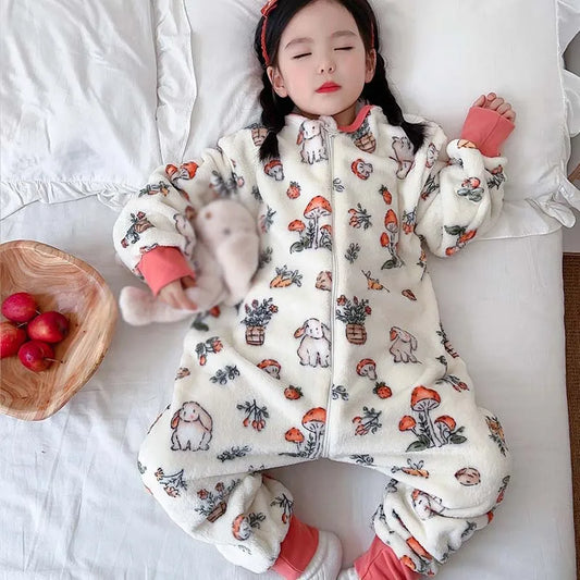 Cartoon Flannel Fleece Children Baby Sleeping Bag Sack Warm Winter Clothes Toddler Sleepsack Pajamas For Girls Boys Kids 1-6T