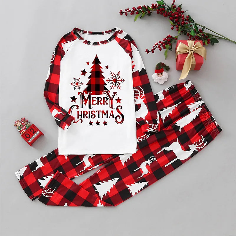 Christmas Family Matching Pajama Set, Mom Dad Kids 2-Piece Sleepwear, Baby Rompers