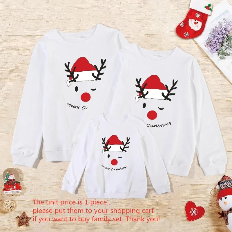 Baby Kids Winter Sweaters Christmas Family Matching Outfits Xmas T Shirt Deer Sweatshirt Mother Father Daughter Son Set