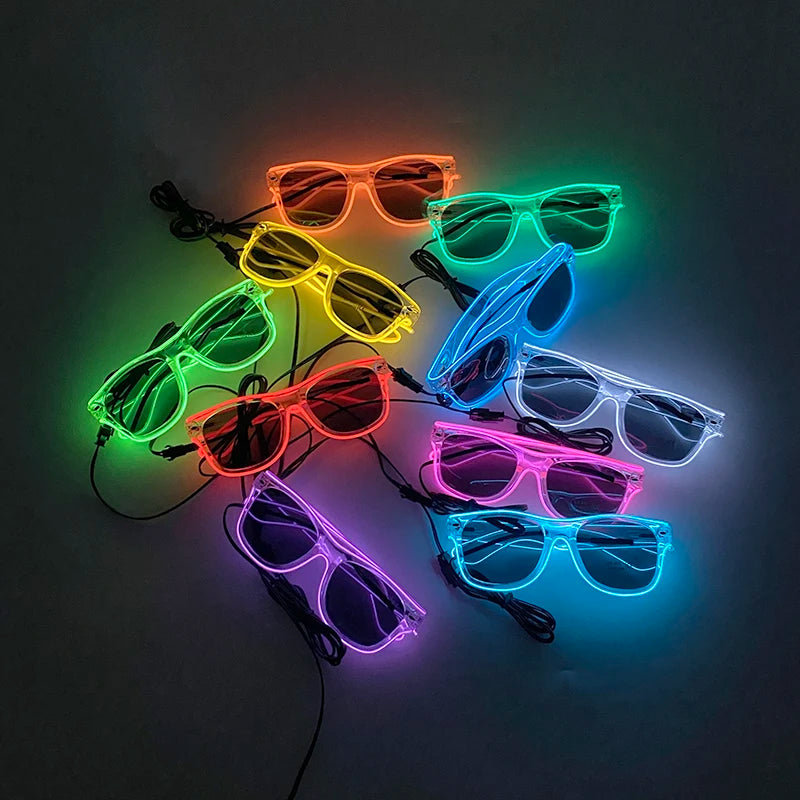 LED Light Up Glasses - Neon Luminous Goggles for Christmas, Cosplay