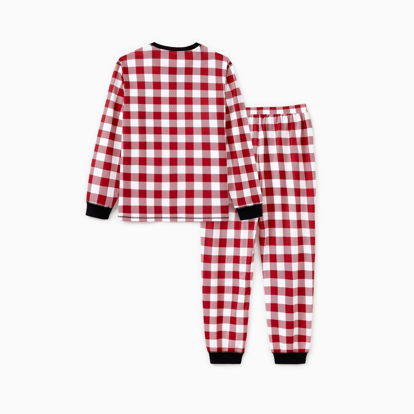 Christmas  Pajamas Sets Family Matching Red White Checkered Plaid Drawstring and Pockets