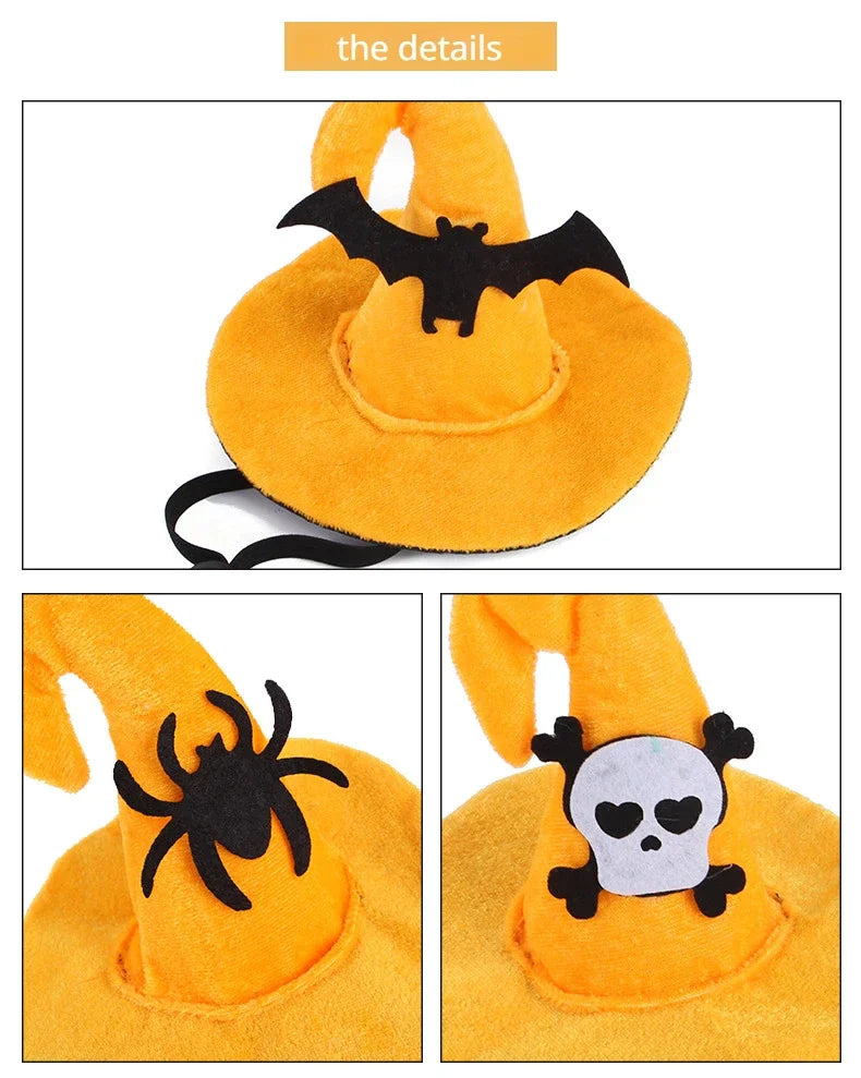 Halloween Small Pets Clothes Hat Bat Wings Funny Cat Dog Cosplay Costume Artificial Wing with Pumpkin Bells Halloween Supplies