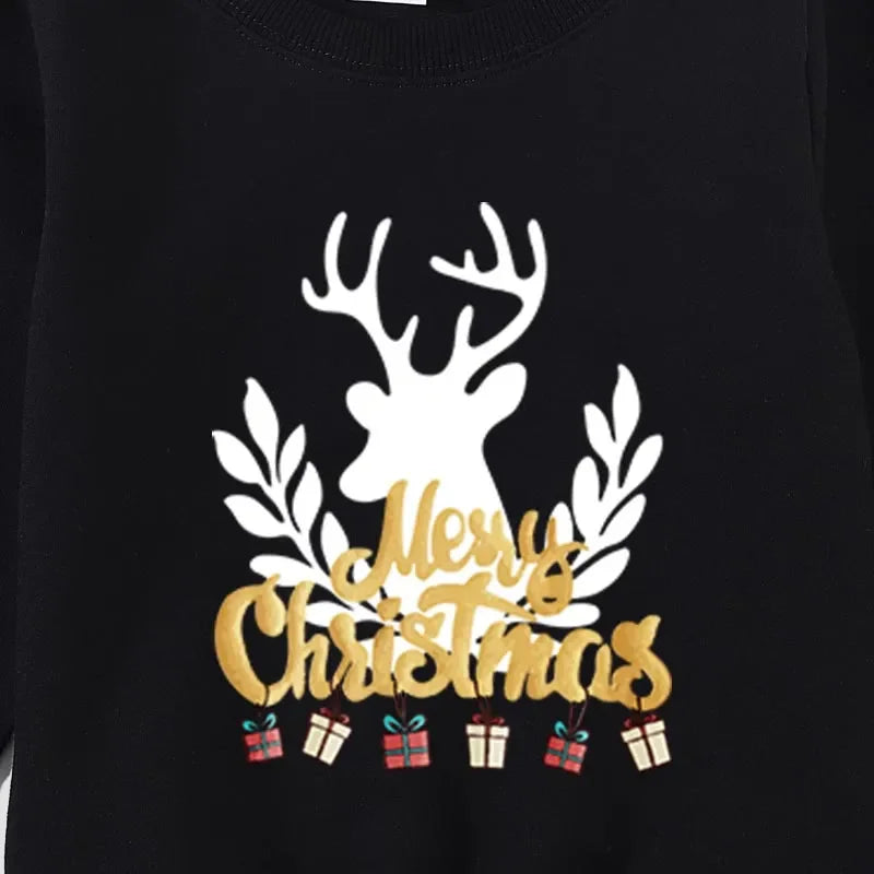 Baby Kids Winter Sweaters Christmas Family Matching Outfits Xmas T Shirt Deer Sweatshirt Mother Father Daughter Son Set