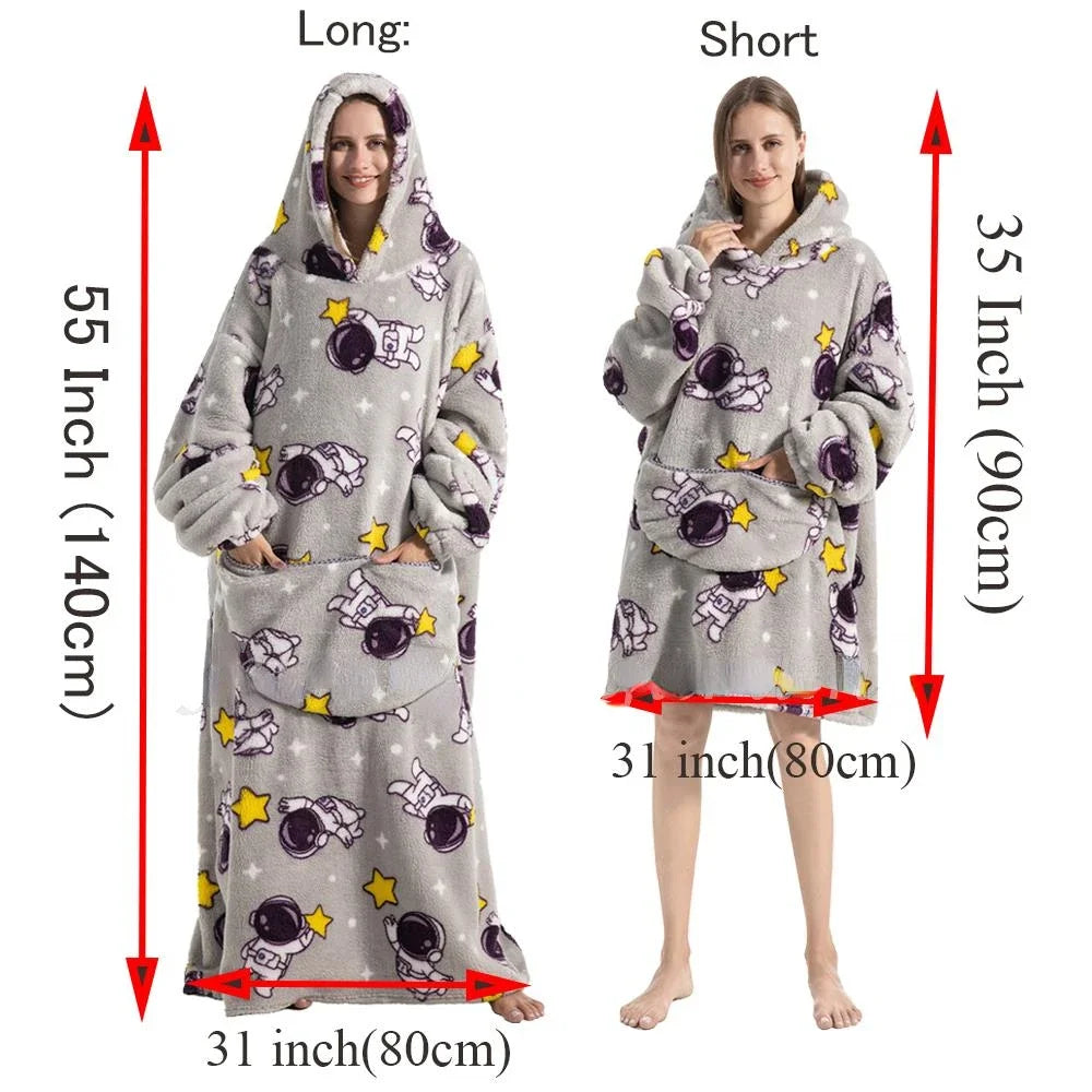 Oversized Winter Sherpa Hoodie Blanket – Family Matching Sweatshirt for Christmas