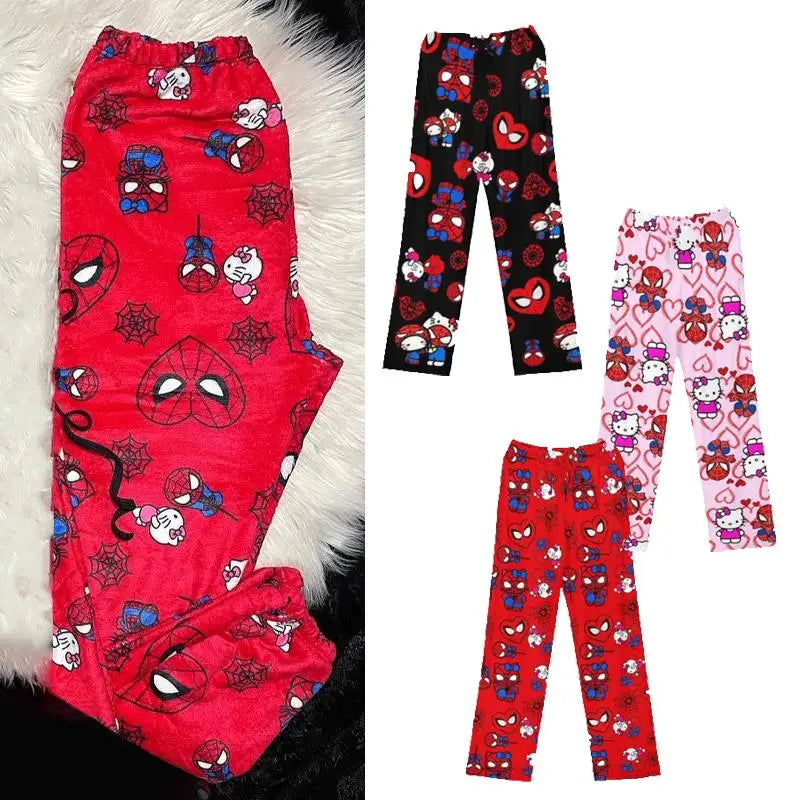 Kawaii Sanrios Hellokitty Pajama Trousers Spring Autumn Home Leisure Summer Cartoon Air Conditioning Wear Sleeping Loose Pants