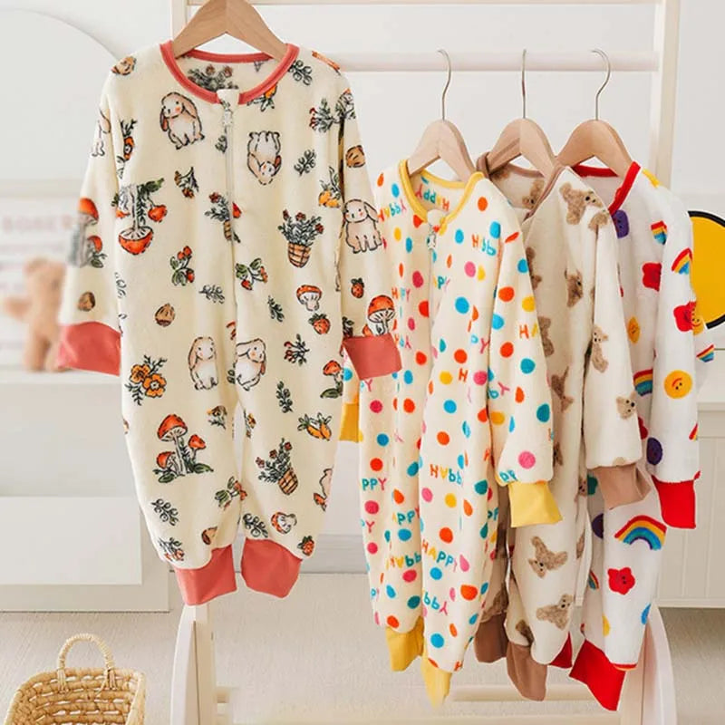 Cartoon Flannel Fleece Children Baby Sleeping Bag Sack Warm Winter Clothes Toddler Sleepsack Pajamas For Girls Boys Kids 1-6T