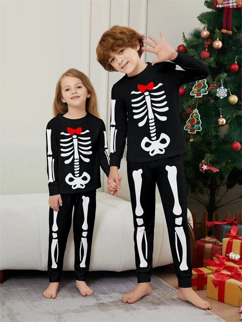 2024 Halloween Family Matching Outfits Skeleton Father Mother Children Pajamas Sets Daddy Mommy and Me Pj's Clothes Tops+Pants