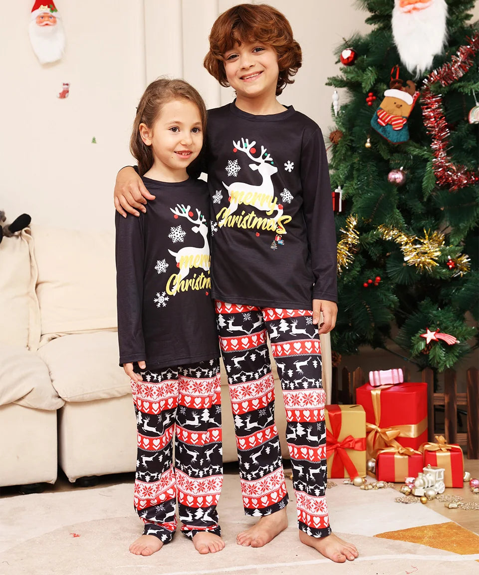 Family Matching Christmas Pajamas 2024 Adult Kids Xmas Outfit Set Mother Daughter Tops+Pants 2PCS Sleepwear Pyjamas Dog Clothes