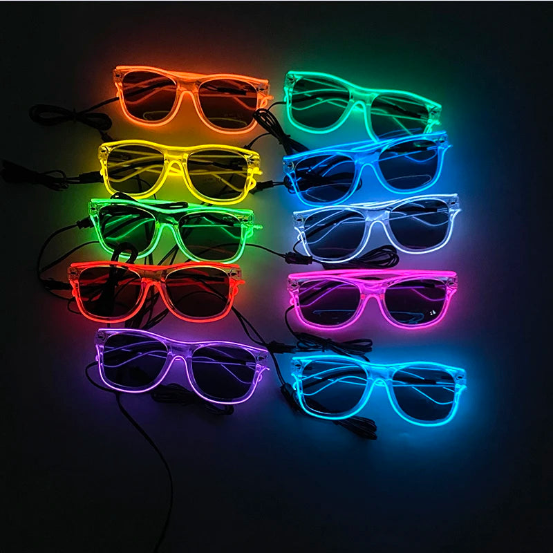 LED Light Up Glasses - Neon Luminous Goggles for Christmas, Cosplay