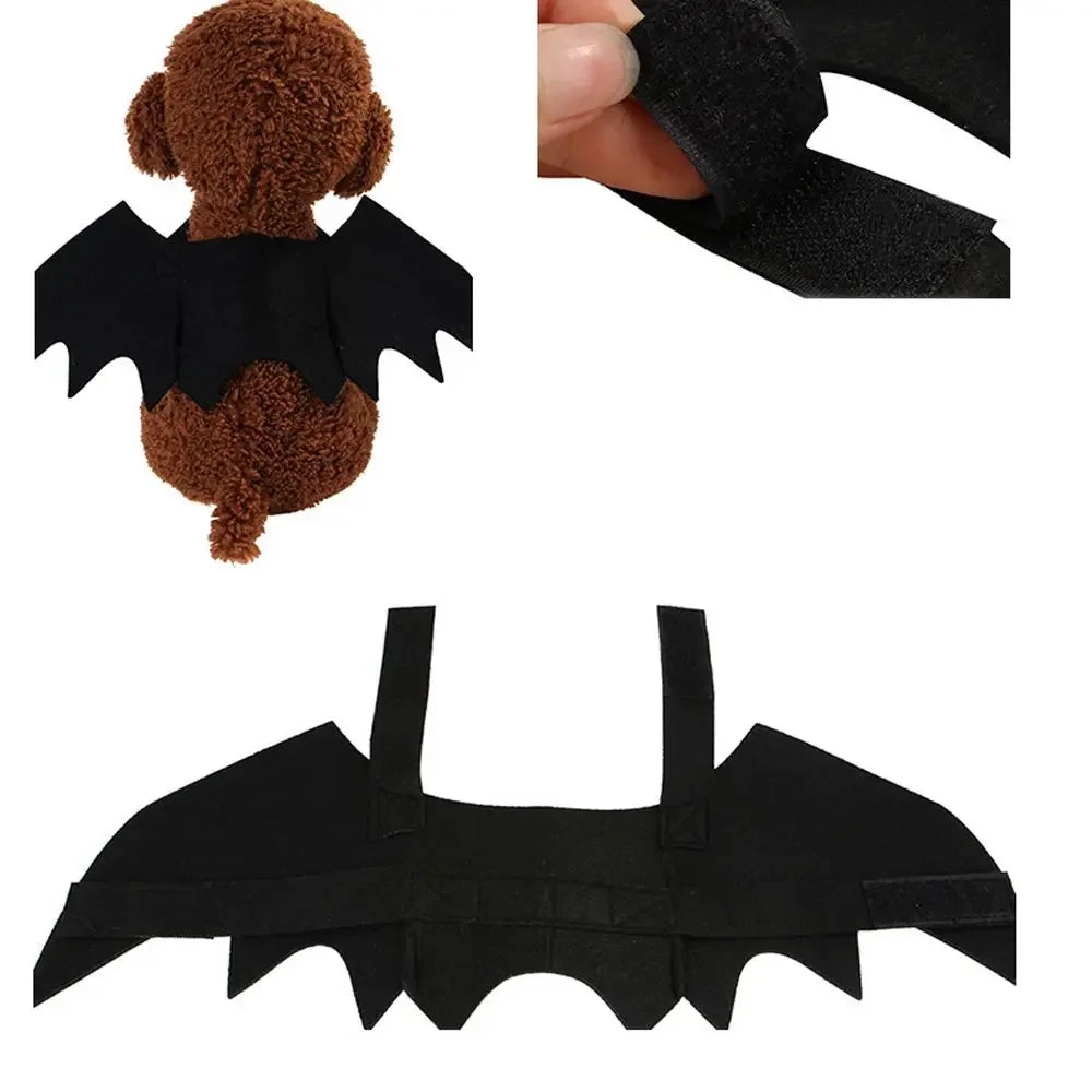 Halloween Small Pets Clothes Hat Bat Wings Funny Cat Dog Cosplay Costume Artificial Wing with Pumpkin Bells Halloween Supplies