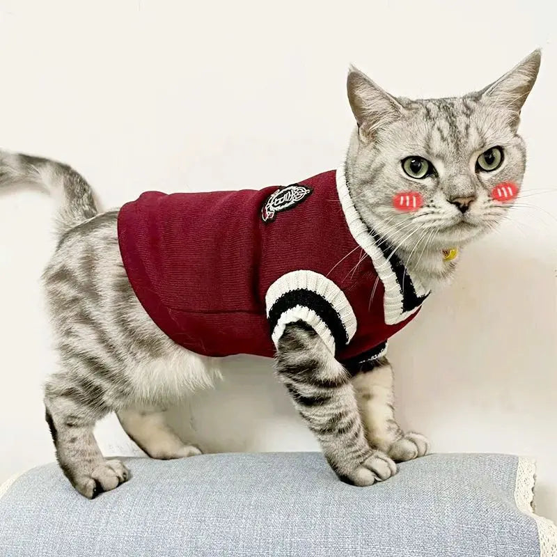 Pet Solid Costume  Cat Clothes Autumn Winter Jacket Christmas Sweater for Small Dog Cats Kitten Clothing Puppy Vest Kitty Outfit