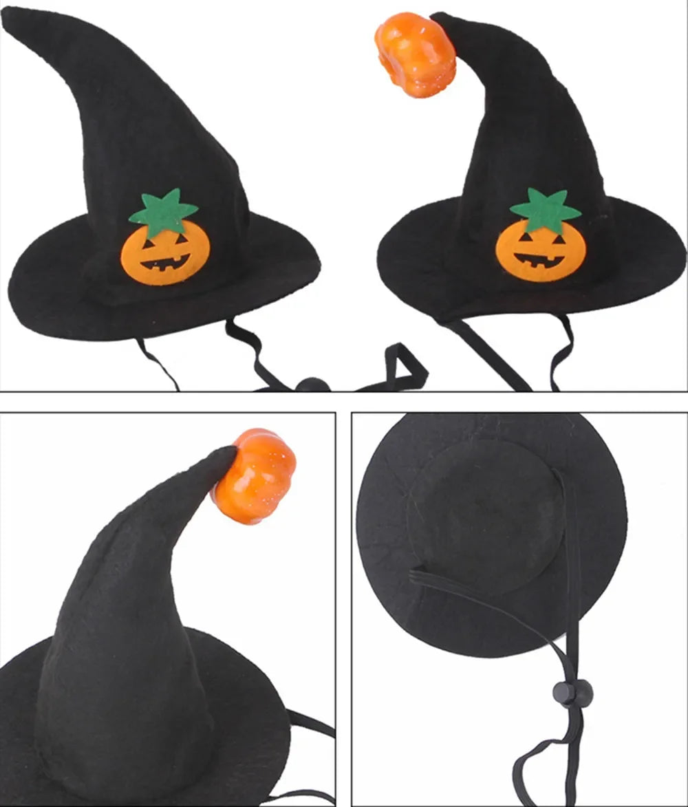 Halloween Small Pets Clothes Hat Bat Wings Funny Cat Dog Cosplay Costume Artificial Wing with Pumpkin Bells Halloween Supplies