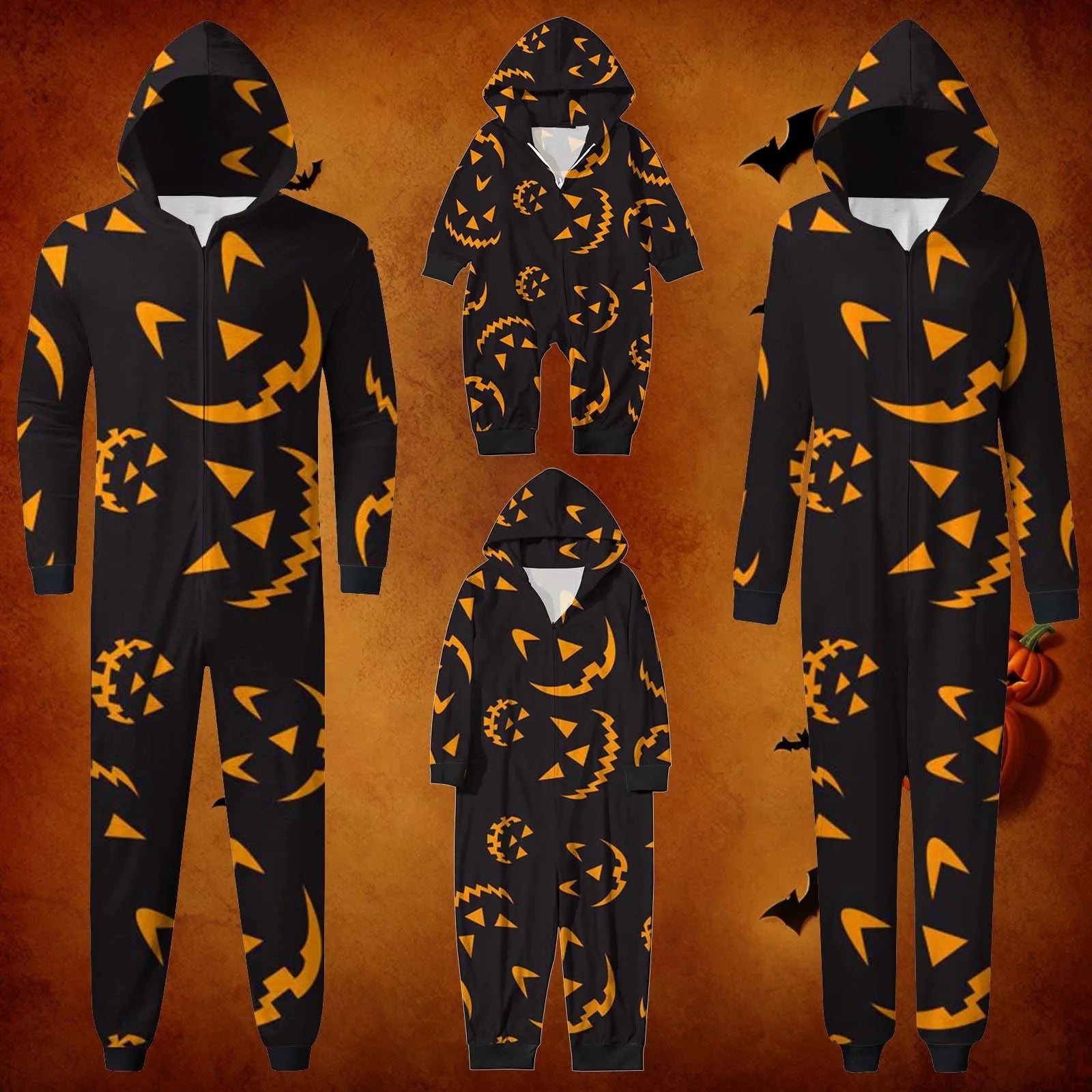 Halloween Family Matching Spider Web Jumpsuit with Zip and Hood, Perfect for Family Gatherings and Cosplay