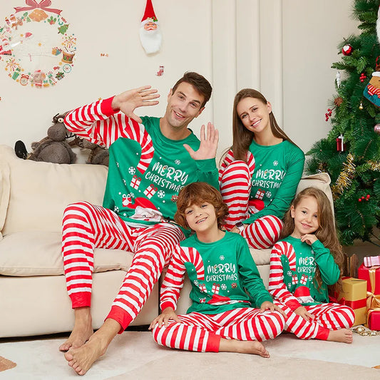 Christmas Family Matching Pajamas Set, Green Santa Claus Print for Adults, Kids & Baby