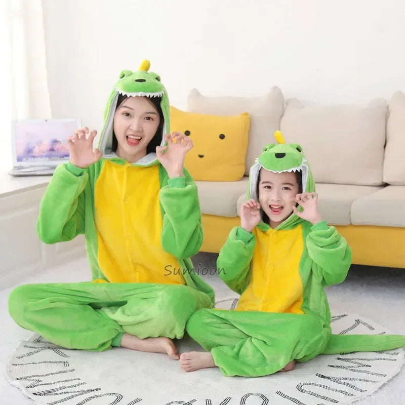 Unisex Anime Onesies – Hooded Flannel Jumpsuits for Family Matching Pajamas