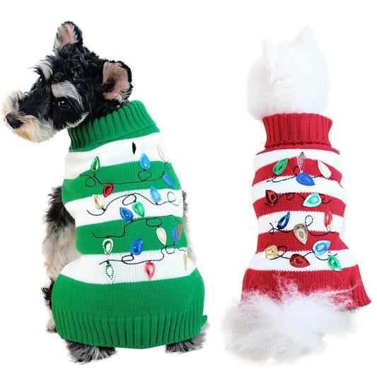 Turtleneck Dog Sweater – Knit Christmas Sweatshirt for Small Dogs in Cold Weather