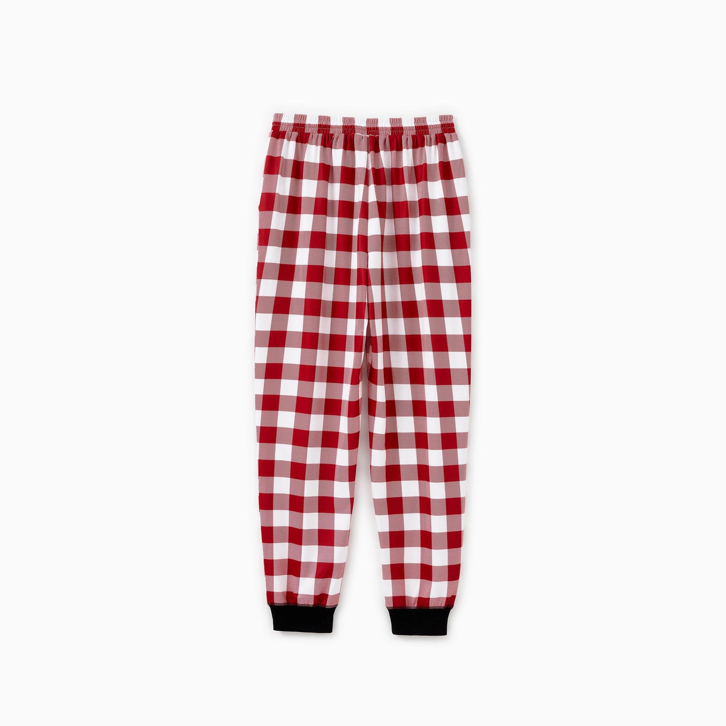 Christmas  Pajamas Sets Family Matching Red White Checkered Plaid Drawstring and Pockets