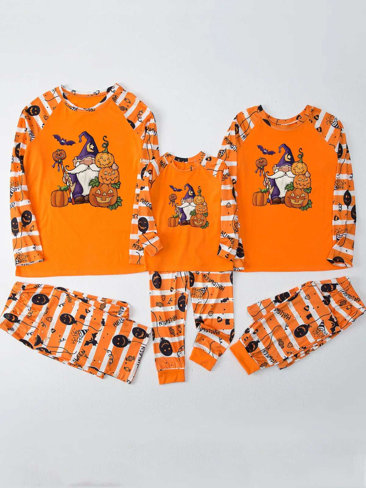 Halloween Family Pajamas – Orange Grimace Pattern Matching Outfits for Parents and Kids