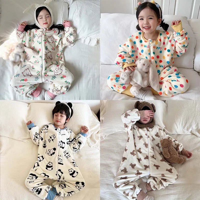 Cartoon Flannel Fleece Children Baby Sleeping Bag Sack Warm Winter Clothes Toddler Sleepsack Pajamas For Girls Boys Kids 1-6T