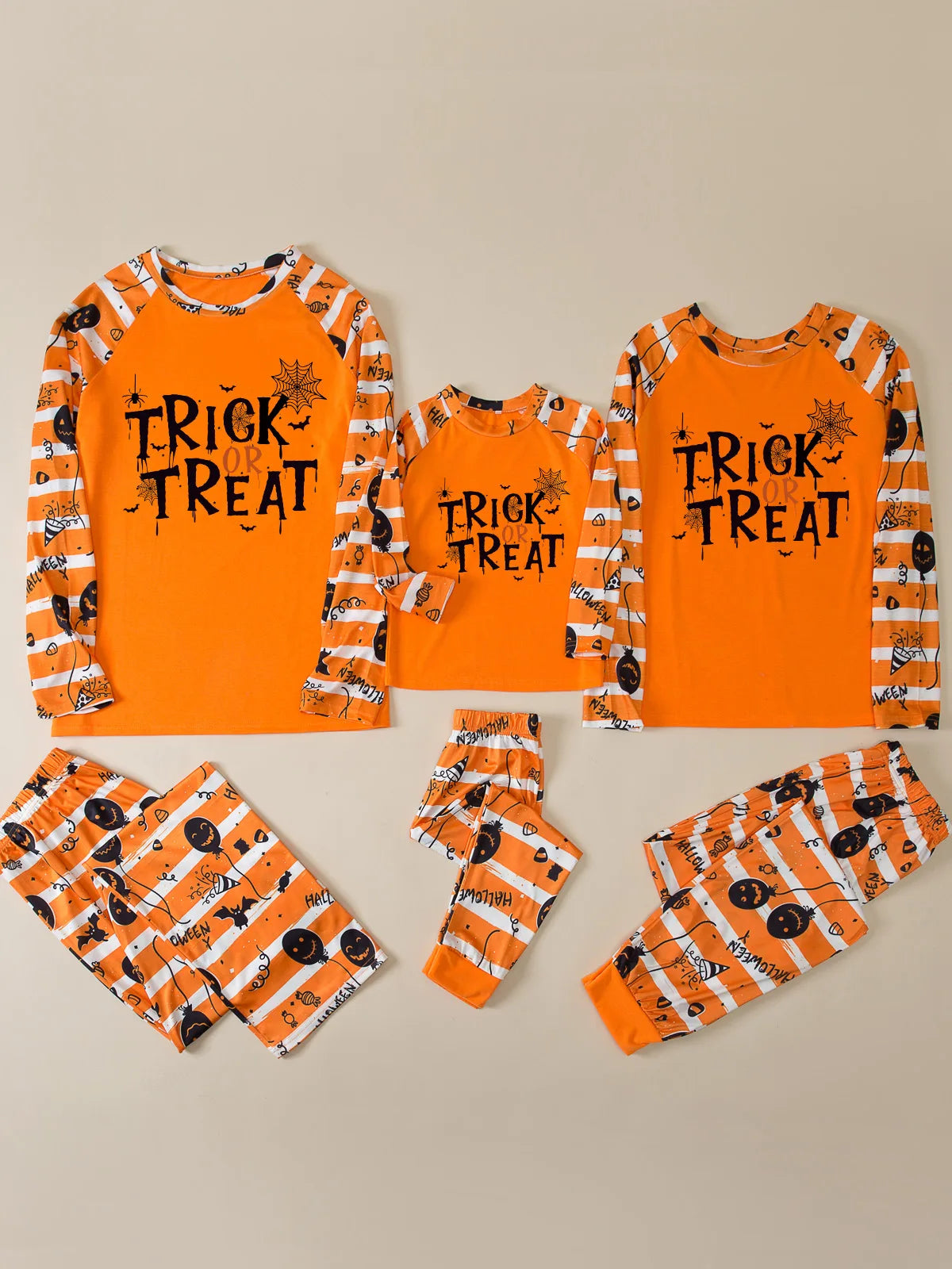 New Halloween Family Pajamas Fashion Orange Grimace Pattern  Family Matching Outfits Parent Mother Kids Festival Home Clothes