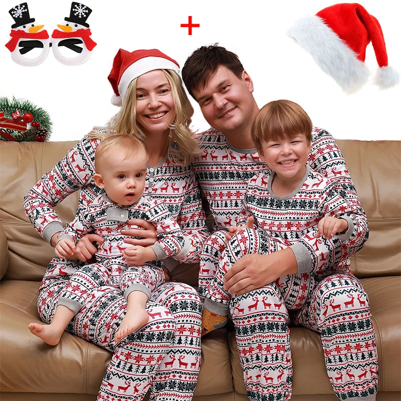 Hot Sall Winter Christmas Pajamas Set Mother Kids Look Loungewear Pjs Baby Pyjamas Children's Family Matching Outfits Sleepwear