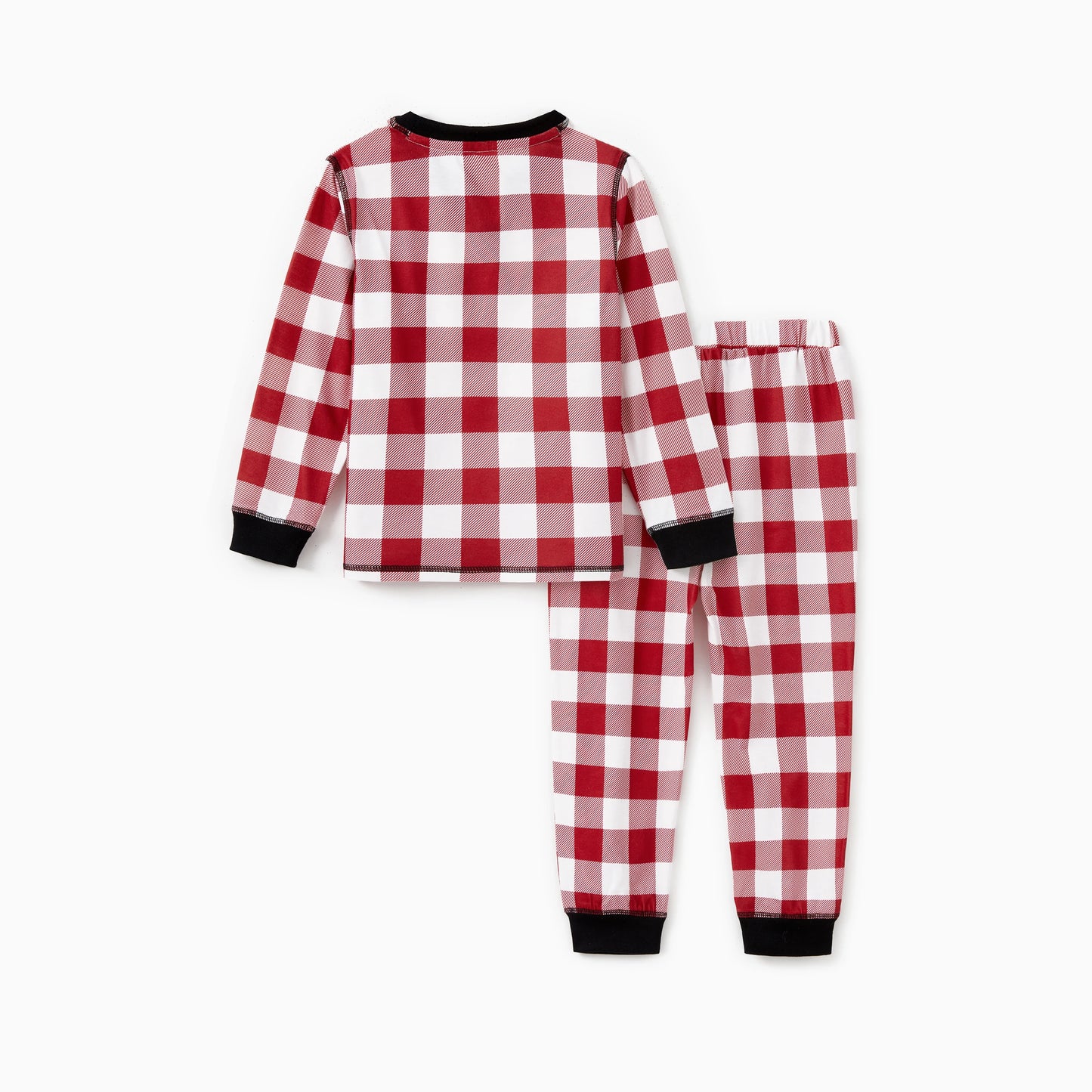 Christmas  Pajamas Sets Family Matching Red White Checkered Plaid Drawstring and Pockets