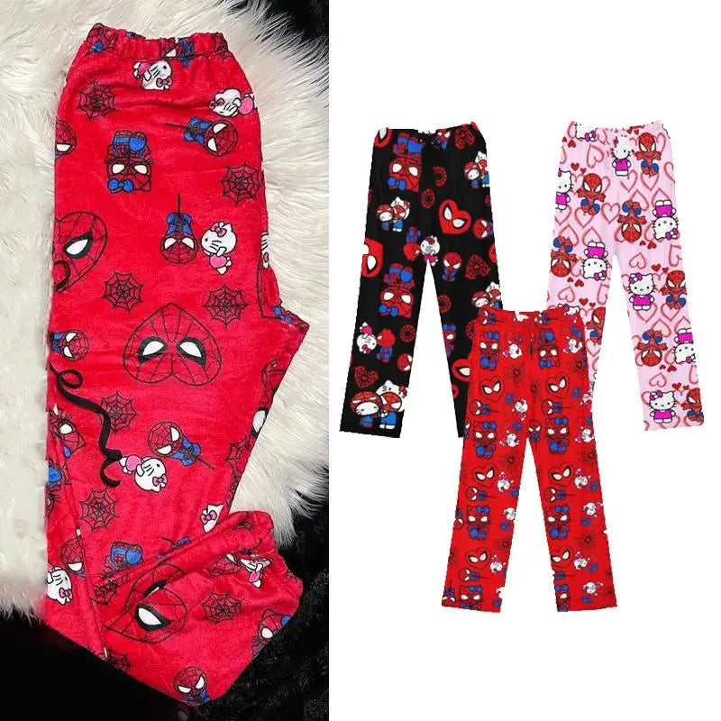 Kawaii Sanrios Hellokitty Pajama Trousers Spring Autumn Home Leisure Summer Cartoon Air Conditioning Wear Sleeping Loose Pants