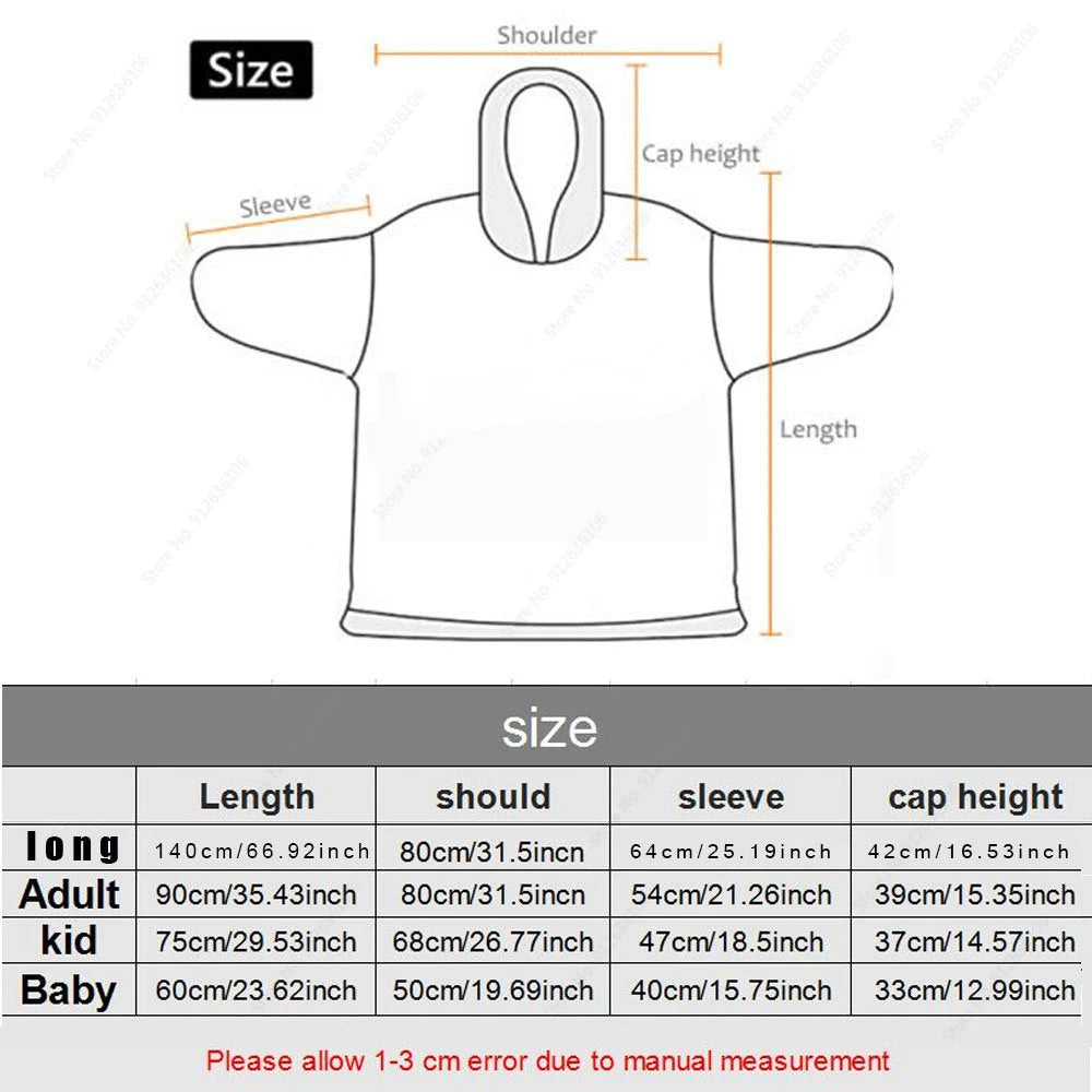 Oversized Winter Sherpa Hoodie Blanket – Family Matching Sweatshirt for Christmas