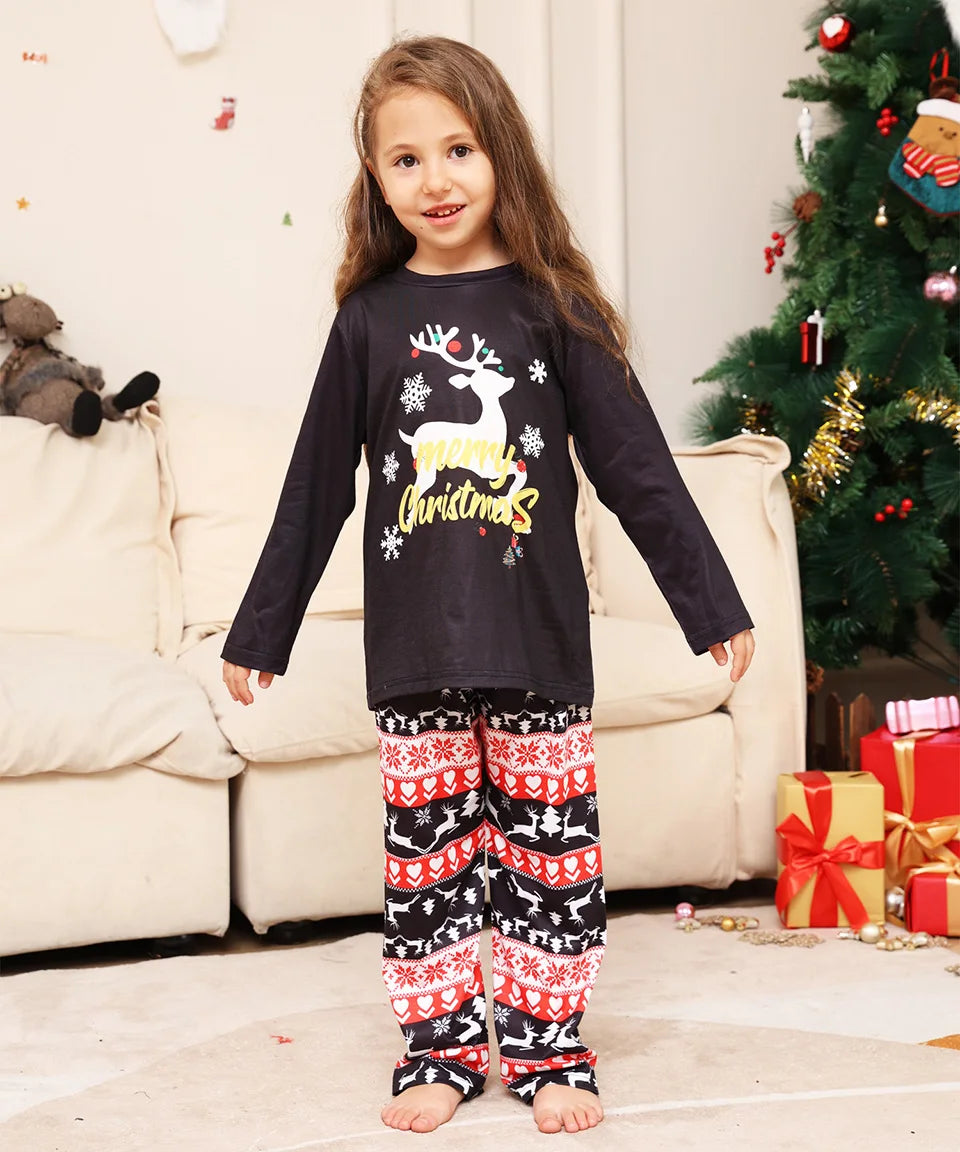 Family Matching Christmas Pajamas 2024 Adult Kids Xmas Outfit Set Mother Daughter Tops+Pants 2PCS Sleepwear Pyjamas Dog Clothes