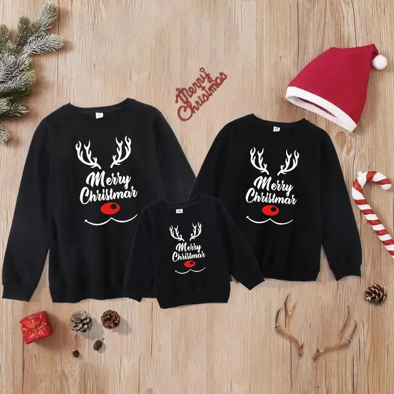 Baby Kids Winter Sweaters Christmas Family Matching Outfits Xmas T Shirt Deer Sweatshirt Mother Father Daughter Son Set