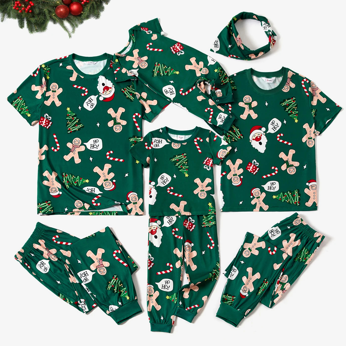 Christmas Family Matching Theme Print Short-sleeve Pajamas Sets(Flame resistant)