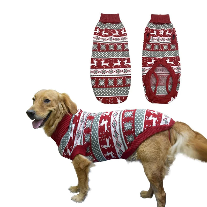 Dog ugly Christmas reindeer sweater for medium and large dogs in a festive design.